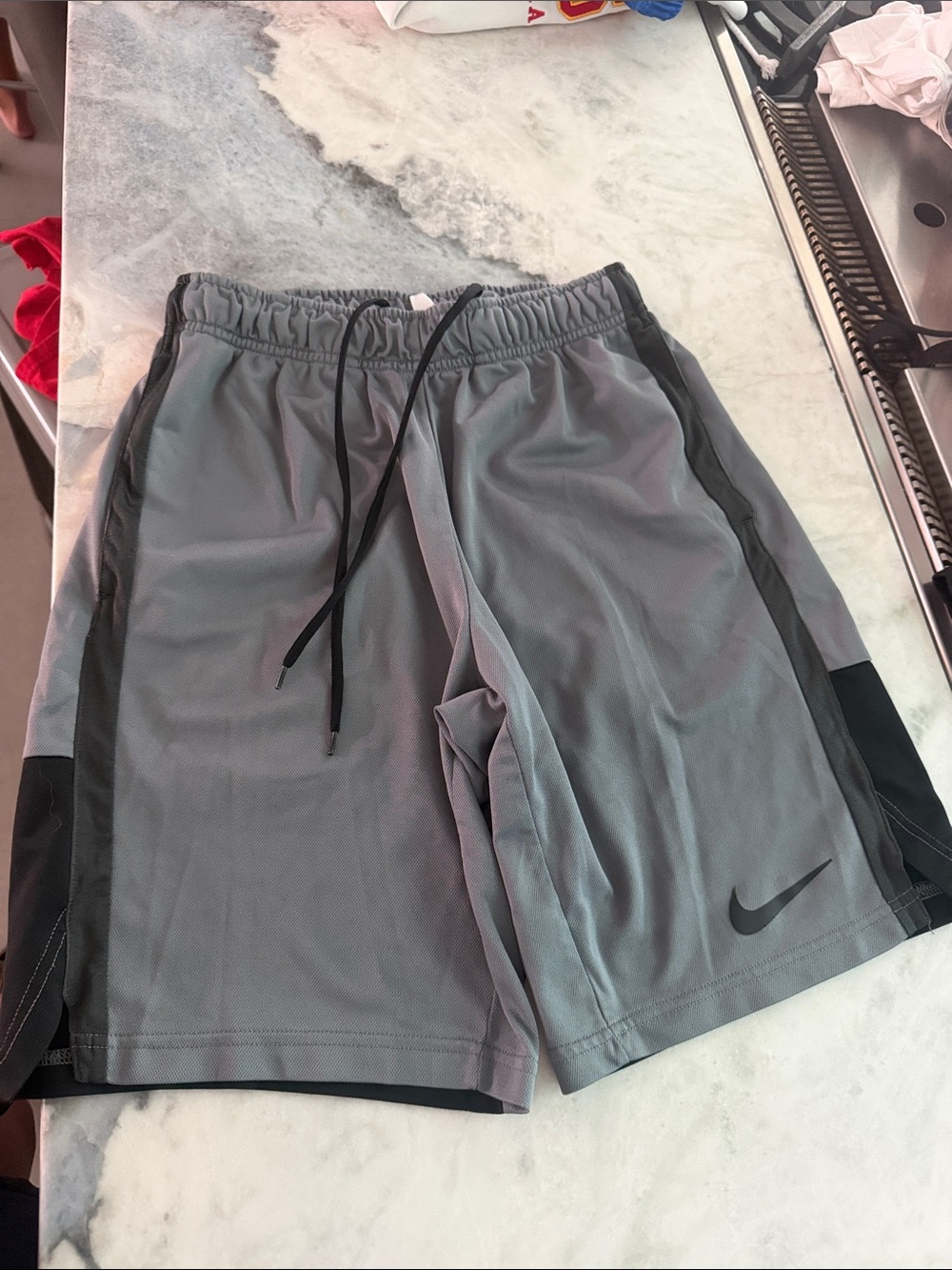 Nike Gray Athletic Training Shorts with Black Accents